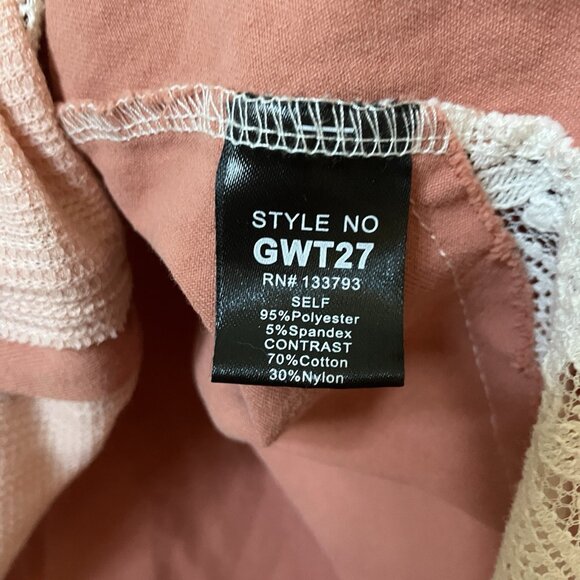 POL Shirt Womens L Oversized Thermal Lace Button Down Top Blush Pink Boho - Picture 5 of 12